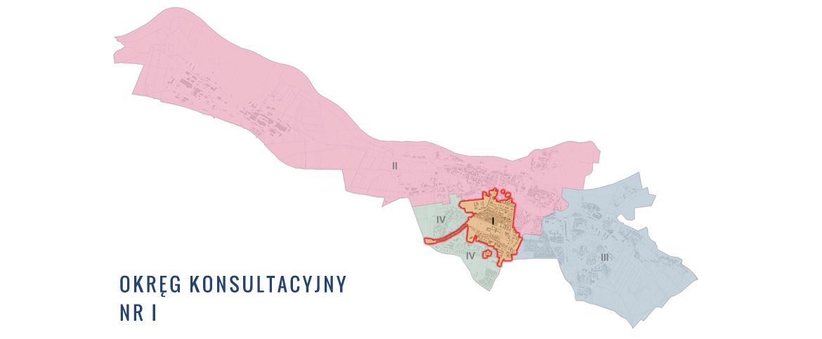 Mapa wykreślająca granice Piewrszego Okręgu konsultacyjnego